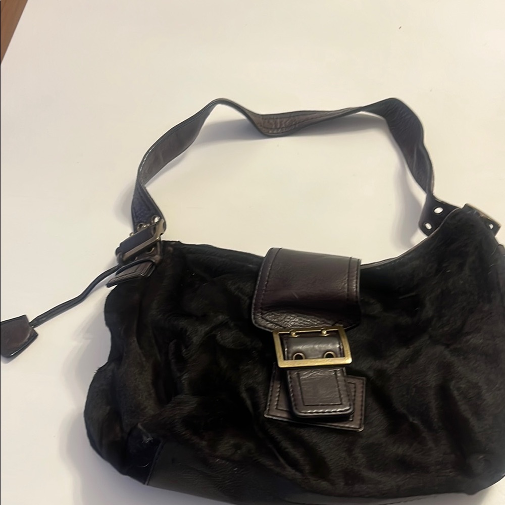 Banana Republic Dark Brown Shoulder Bag with Adjustable Strap and Gold Buckle